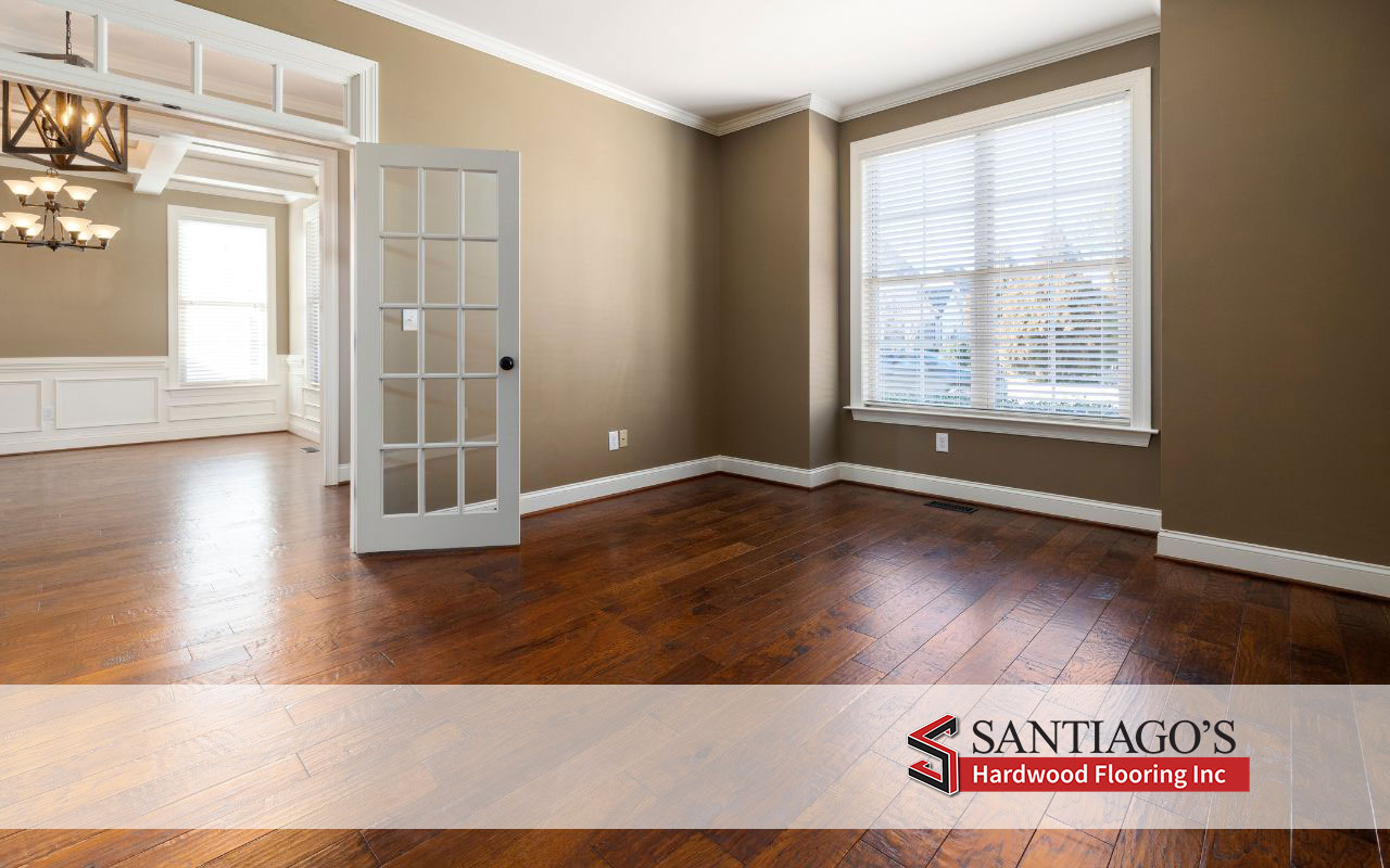 Warm medium brown hardwood flooring in a modern home, adding a classic and inviting feel to the space.