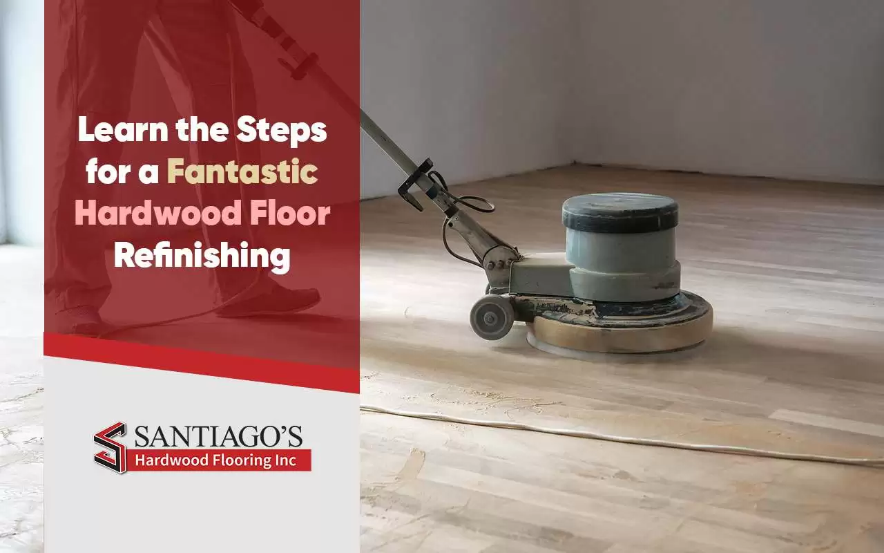 Sanding hardwood floors as part of the refinishing process for a smooth and even surface.